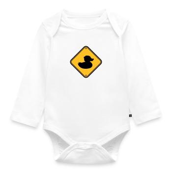 zone shield prohibited note danger caution - Organic Longsleeve Baby Bodysuit - white - Front