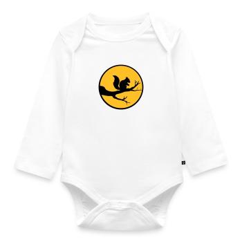 moon circle round night shadow branch black eichhoe - Organic Longsleeve Baby Bodysuit - white - Front