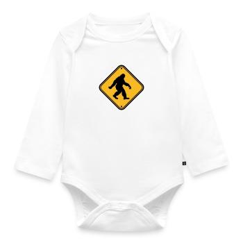 Shield note hazard caution caution zone warnun - Organic Longsleeve Baby Bodysuit - white - Front