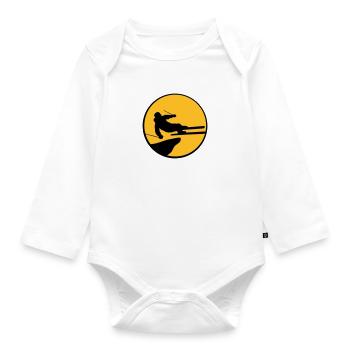 jump jump stunt trick cliff high fli - Organic Longsleeve Baby Bodysuit - white - Front