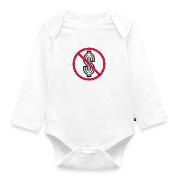 no dollar sign forbidden symbol sign money re - Organic Longsleeve Baby Bodysuit - white - Front