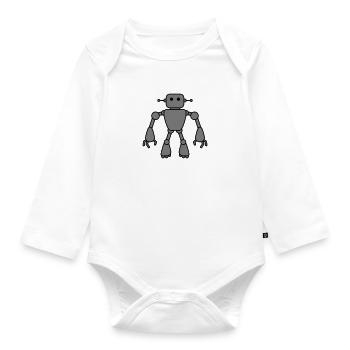 Robot Man - Baby Bio-Langarm-Body - Weiß - Vorne