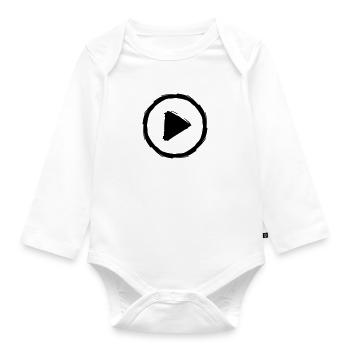 play triangle stop button break music buttons circles - Organic Longsleeve Baby Bodysuit - white - Front
