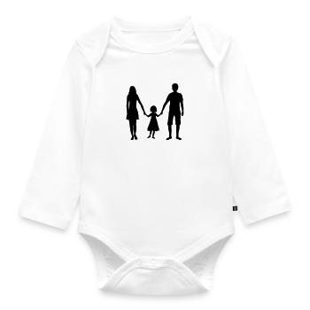 kleine familie mutter mama mom muttertag vater pap - Baby Bio-Langarm-Body - Weiß - Vorne
