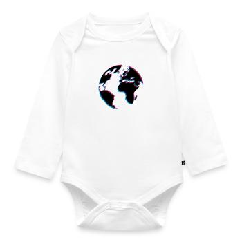 3d erde planet welt kontinente karte laender meer - Baby Bio-Langarm-Body - Weiß - Vorne