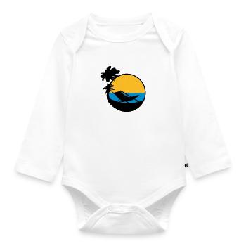 palmen sun silhouette lounge chair beach chair url - Organic Longsleeve Baby Bodysuit - white - Front