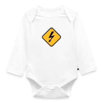 schild hinweis elektrisch blitz strom energie star - Baby Bio-Langarm-Body - Weiß - Vorne