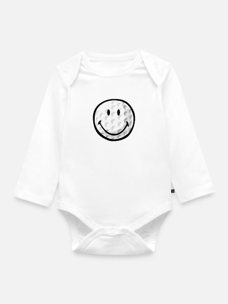 Smiley Golf Ball - Baby Bio-Langarm-Body - Weiß