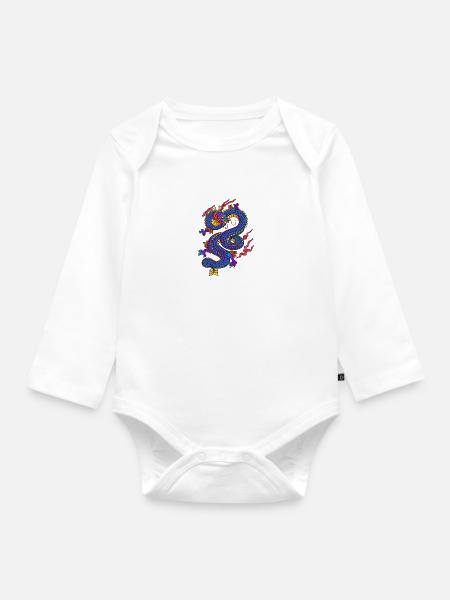 Drache - Baby Bio-Langarm-Body - Weiß