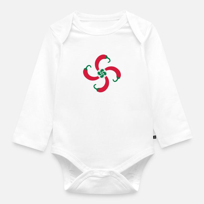 espelette - ezpeleta - piment - Body Bébé bio manches longues - blanc