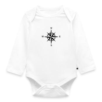 Kompass - Baby Bio-Langarm-Body - Weiß - Vorne