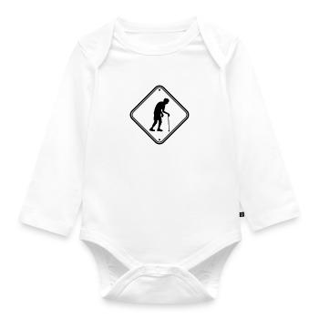 Vorsicht Altenheim Schild - Baby Bio-Langarm-Body - Weiß - Vorne