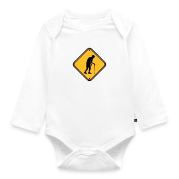 Achtung Altenheim Schild - Baby Bio-Langarm-Body - Weiß - Vorne