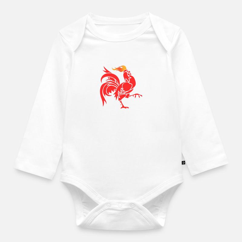coq - Body Bébé bio manches longues - blanc