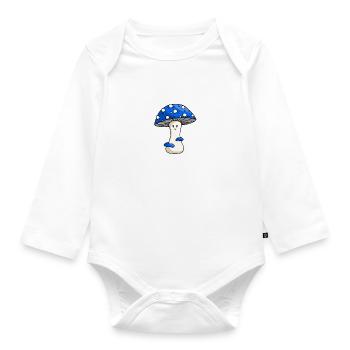 Happy Blue Toadstool - Organic Longsleeve Baby Bodysuit - white - Front