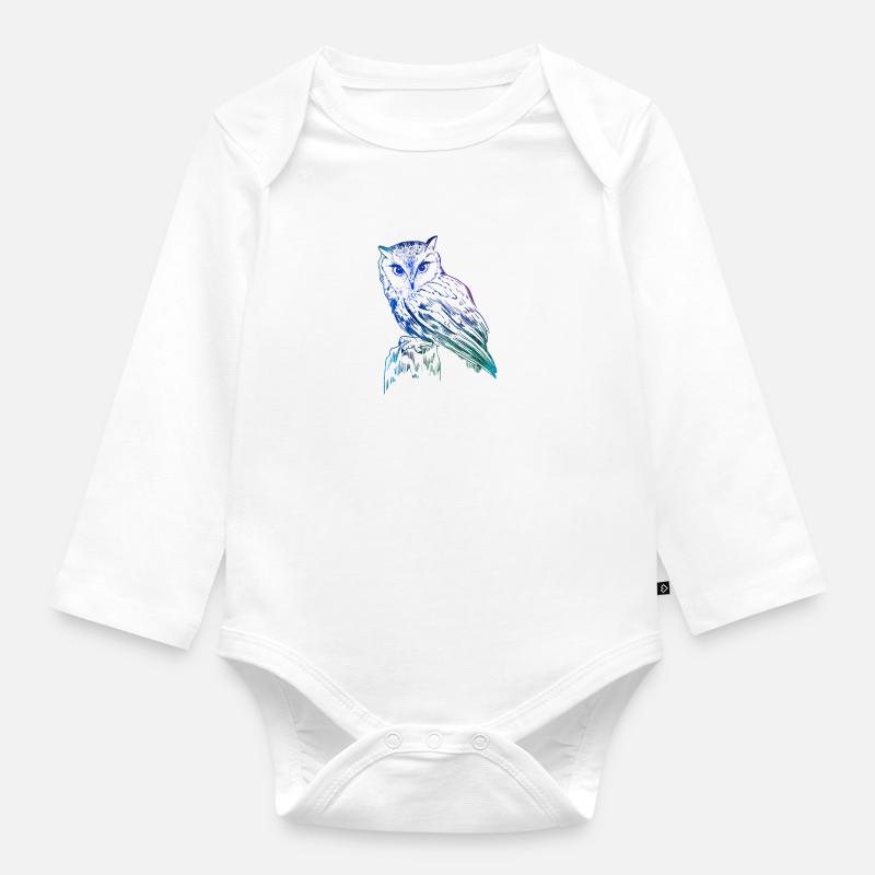 Eule - Baby Bio-Langarm-Body - Weiß