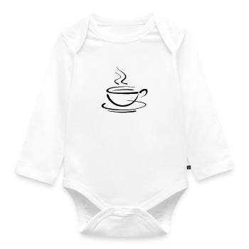 coffee cup - Organic Longsleeve Baby Bodysuit - white - Front