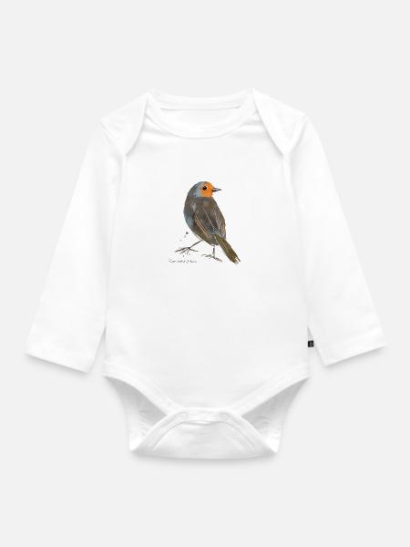 Rotkehlchen - Baby Bio-Langarm-Body - Weiß