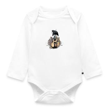 broken guitar - Organic Longsleeve Baby Bodysuit - white - Front