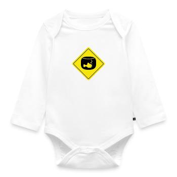 Gelbe Glas-Platte - Baby Bio-Langarm-Body - Weiß - Vorne