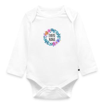 Thank you mom flower wreath birthday Mother's Day - Organic Longsleeve Baby Bodysuit - white - Front