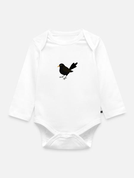 Blackbird digitale Zeichnung - Baby Bio-Langarm-Body - Weiß