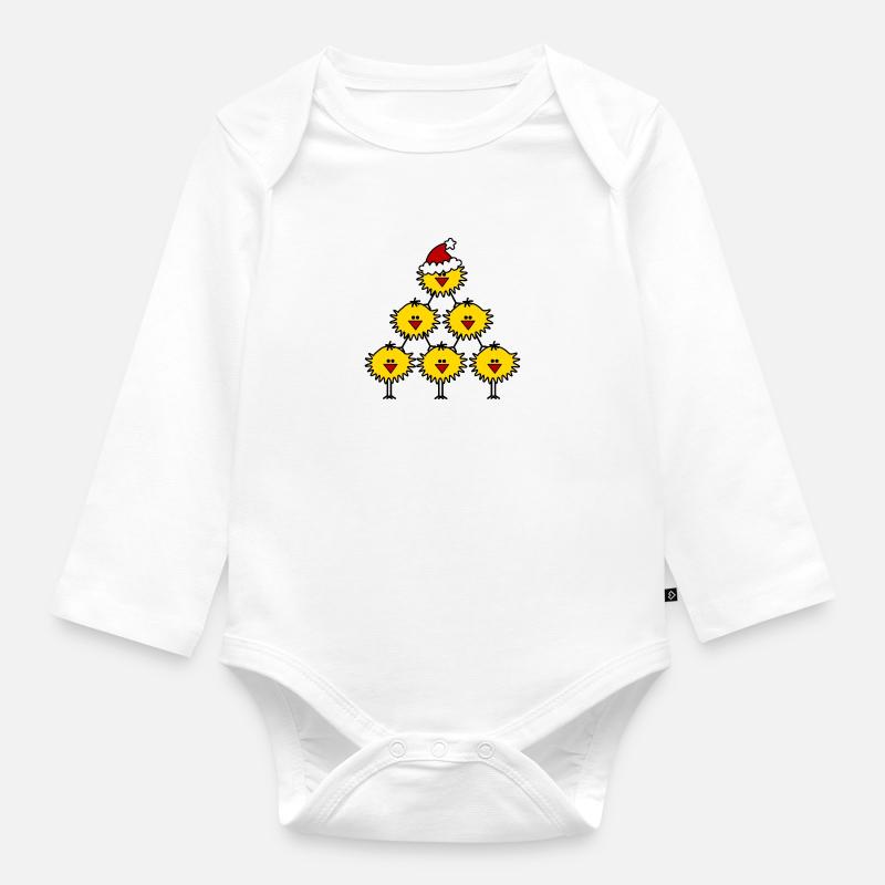 Weihnachtsküken - Baby Bio-Langarm-Body - Weiß