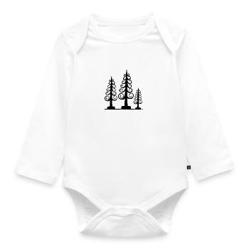 carved fir tree, chip tree, Ore Mountains - Organic Longsleeve Baby Bodysuit - white - Front