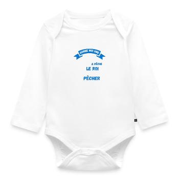 Donne moi une canne a pêche le roi cadeau Poissons - Body Bébé bio manches longues - blanc - Devant