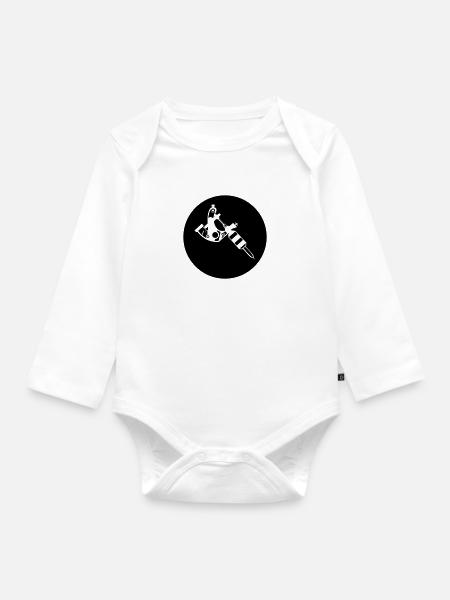 Tattoomaschine - Baby Bio-Langarm-Body - Weiß