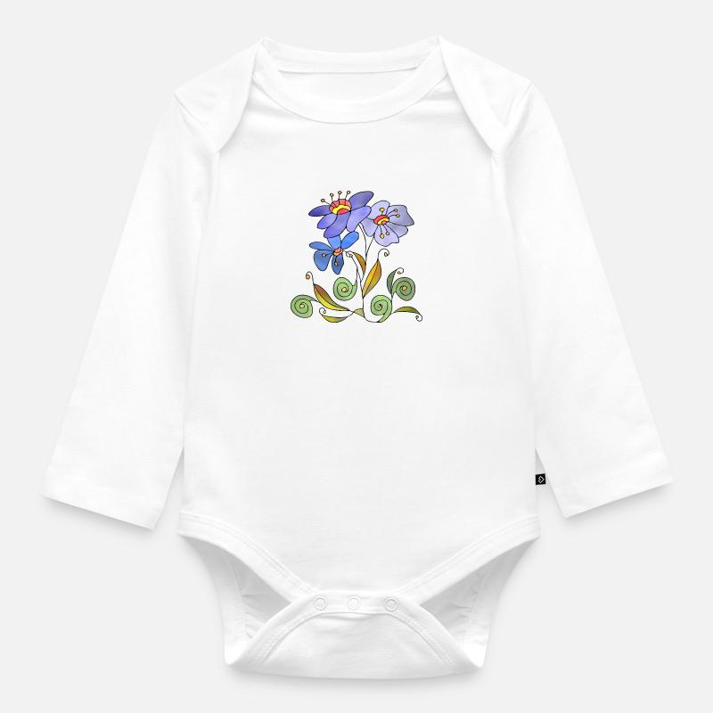 Fleur - Body Bébé bio manches longues - blanc