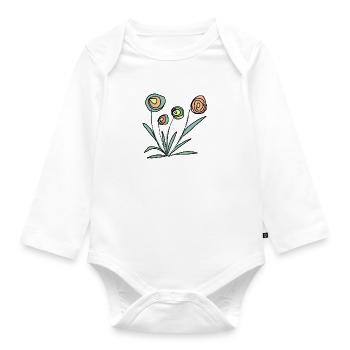 fleurs colorées - Body Bébé bio manches longues - blanc - Devant