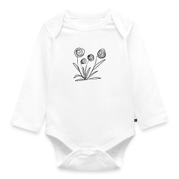 weisse Blumen - Baby Bio-Langarm-Body - Weiß - Vorne