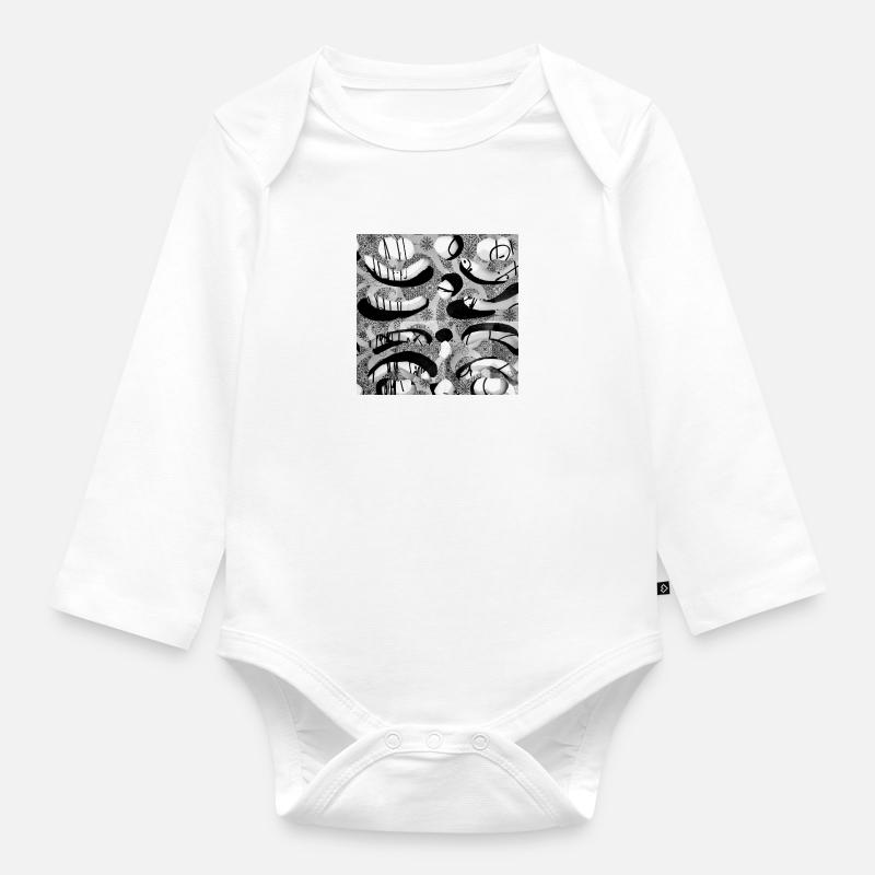 Pattern - Organic Longsleeve Baby Bodysuit - white