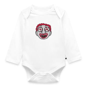 Crazy creepy horror face - Organic Longsleeve Baby Bodysuit - white - Front