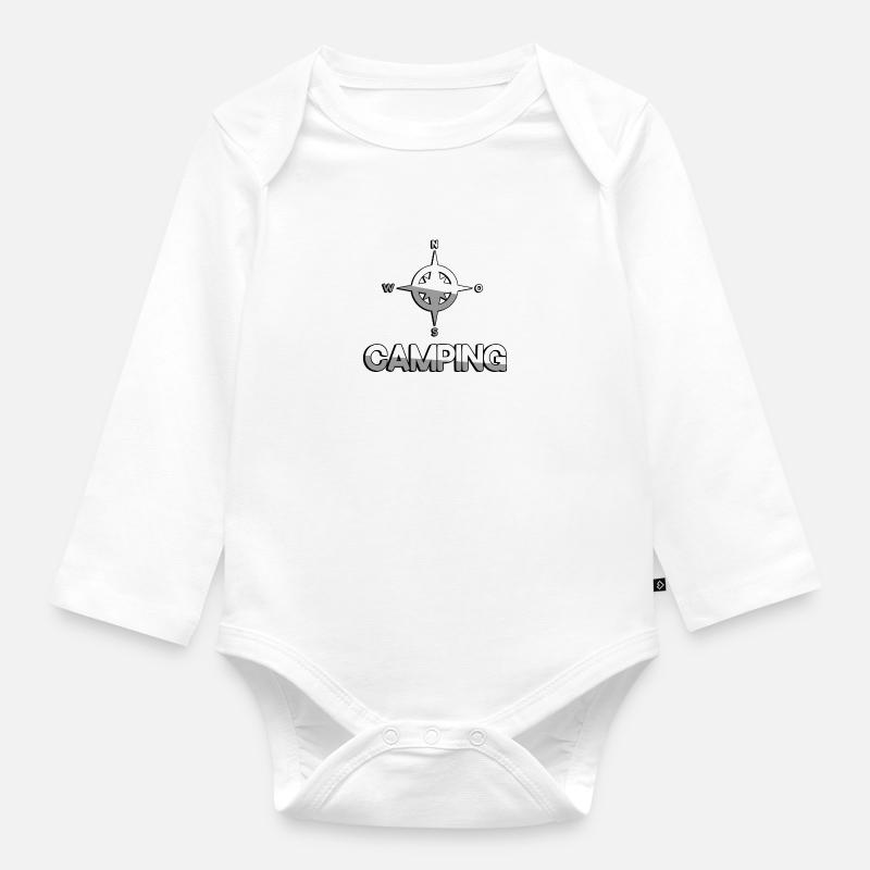 CAMPING + Kompass - Camping - Baby Bio-Langarm-Body - Weiß