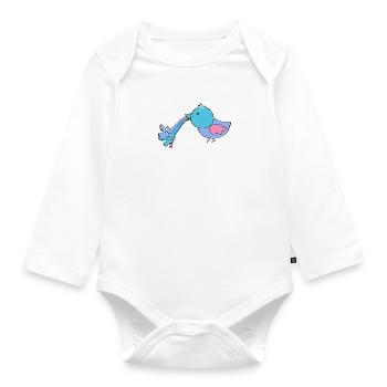 puking bird luck,bird,chicks,blue - Organic Longsleeve Baby Bodysuit - white - Front
