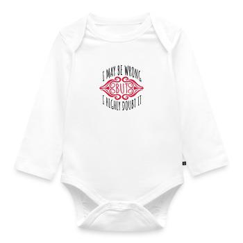 I may be wrong - Organic Longsleeve Baby Bodysuit - white - Front