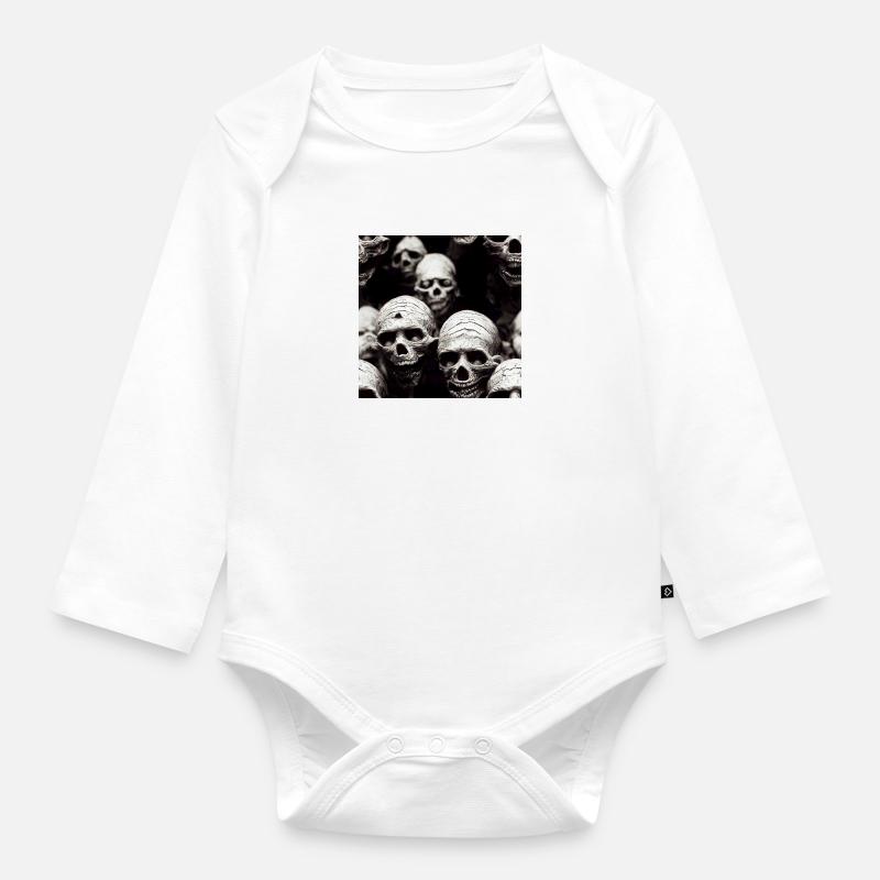 Schädel - Baby Bio-Langarm-Body - Weiß