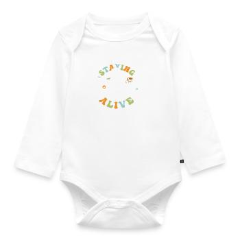 Staying Alive - Organic Longsleeve Baby Bodysuit - white - Front