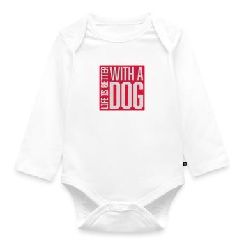 better with a dog - Organic Longsleeve Baby Bodysuit - white - Front