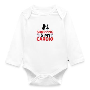 Shopping is my Cardio - Organic Longsleeve Baby Bodysuit - white - Front