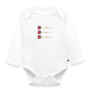 UK Darts - Baby Bio-Langarm-Body - Weiß - Vorne