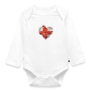England UK London British English United Kingdom - Organic Longsleeve Baby Bodysuit - white - Front