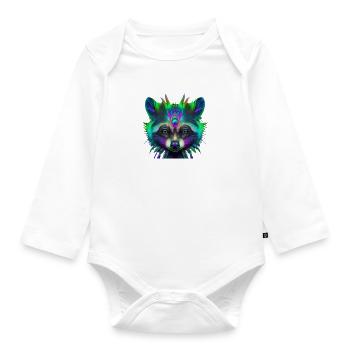 Fancy Waschbär - Baby Bio-Langarm-Body - Weiß - Vorne
