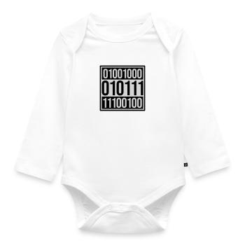 Binary Code Program Language - Organic Longsleeve Baby Bodysuit - white - Front
