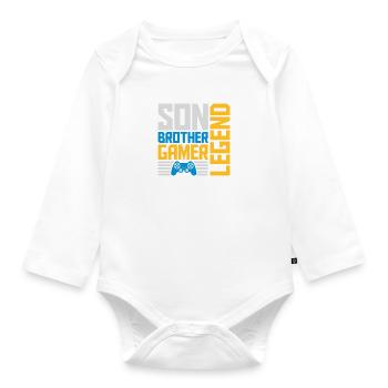 Fils Frère Gamer Légende - Body Bébé bio manches longues - blanc - Devant