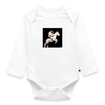 Foto eines Astronauten auf einem Pferd - Baby Bio-Langarm-Body - Weiß - Vorne