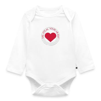 mr steal your heart - Organic Longsleeve Baby Bodysuit - white - Front