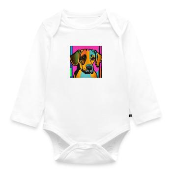 Dog Pop Art - Organic Longsleeve Baby Bodysuit - white - Front
